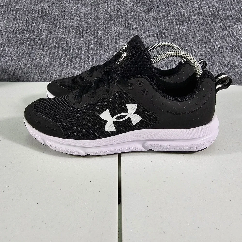 Under Armour Charged Assert 10 Mens Running Shoes Size 7 Black White 3026175-001